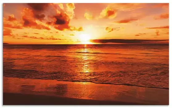 Задняя стенка кухни Artland "Beautiful Sunset Beach", (1 шт.), алюминиевый брызговик с клейкой лентой, легко устанавливается 90х55 см, цвет orange