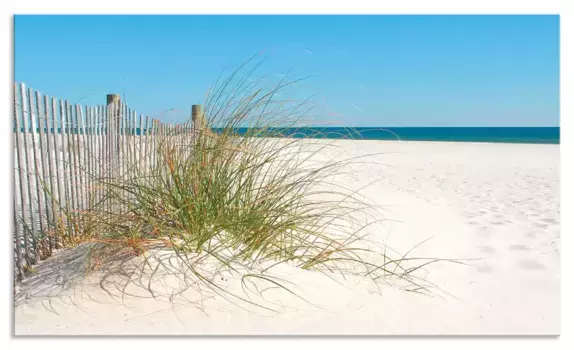 Задняя стенка кухни Artland "Красивая песчаная дюна с травой и забором", (1 шт.), алюминиевый брызговик с клейкой лентой, легко монтируется 120х50 см, цвет naturfarben