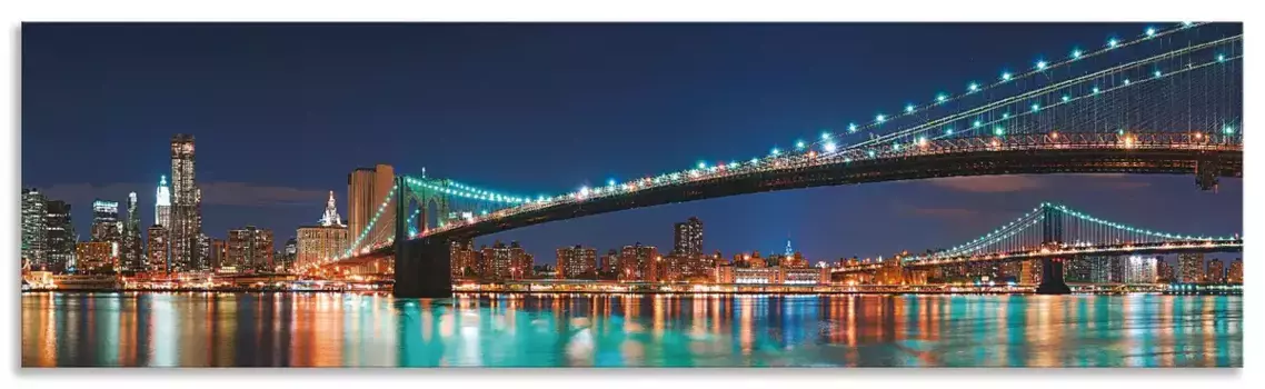 Задняя стенка кухни Artland "New York Skyline Brooklyn Bridge", (1 шт.), алюминиевый брызговик с клейкой лентой, легко устанавливается 180х50 см, синий