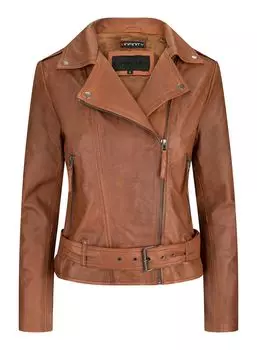 Загорелая натуральная кожаная куртка Slim Fit Biker TruClothing, цвет timber