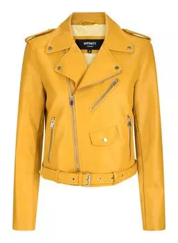 Загорелая натуральная кожаная куртка Slim Fit Biker TruClothing, желтый
