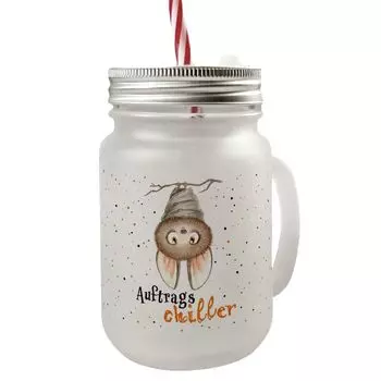 Заказать Стакан с ручкой для банки Schiller Mason с крышкой и летучей мышью speecheese, серый