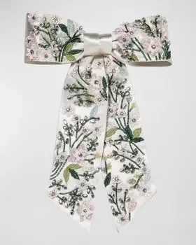 Заколка-бантик Lonnie с цветочным декором Jennifer Behr, цвет Garden