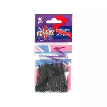 Заколки для волос RONNEY Professional гофрированные, черные, 40 шт (KATJA050/40)