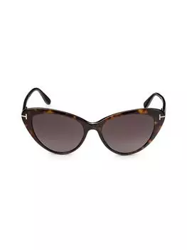 Закругленные солнцезащитные очки «кошачий глаз» 56MM Tom Ford, цвет Dark Havana
