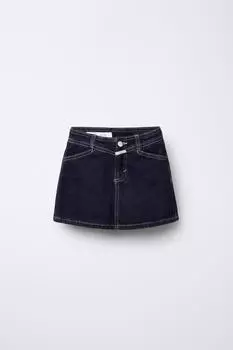 Закрытая джинсовая юбка ZARA, синий