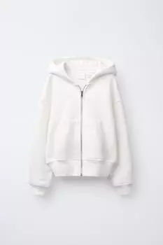 Закрытая толстовка на молнии ZARA, экрю