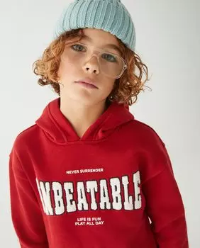 Закрытая толстовка с капюшоном с надписью спереди El Corte Ingls, красный