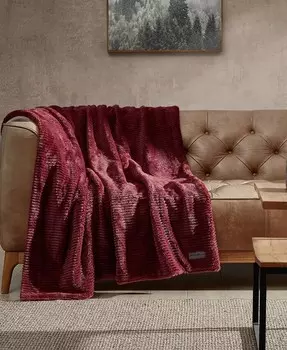 ЗАКРЫТИЕ! Твердое ребристое супермягкое текстурированное одеяло Eddie Bauer, красный