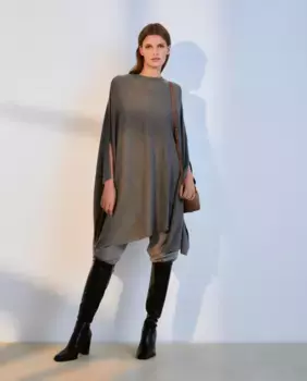 Закрытое женское пончо с воротником Перкинс Woman El Corte Ingls, серый
