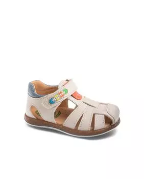 Закрытые белые кожаные сандалии для мальчика Pablosky, белый