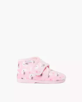 Закрытые детские тапочки с клейкой застежкой с принтом Pisamonas, цвет Rosa