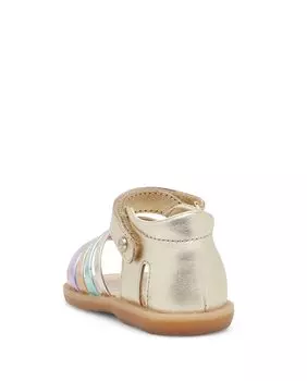 Закрытые повседневные кожаные сандалии для девочки Naturino, золотой