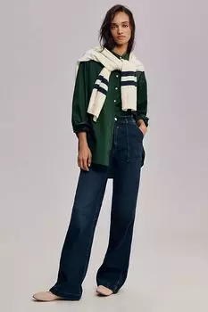 Закрытые широкие джинсы с высокой посадкой Aria, деним/темный