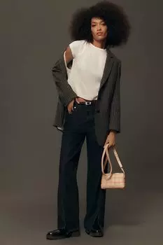 Закрытые укороченные широкие джинсы со средней посадкой Howea, деним/темный