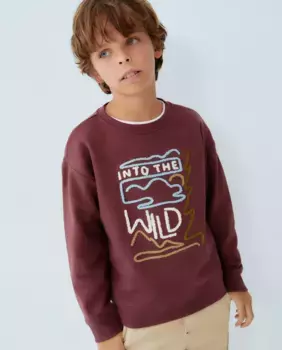 Закрытый свитшот из флока для мальчика Kids El Corte Ingls, цвет 291 Berenjena