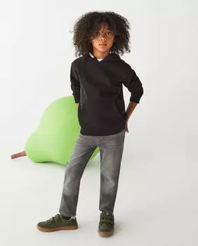 Закрытый свитшот с однотонным капюшоном и карманом-кенгуру El Corte Ingls, черный