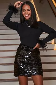 Заметная юбка с пайетками Sosandar, черный