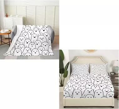 Замок Фея, милое черно-белое фланелевое одеяло с призраком и простыня для детей Castle Fairy