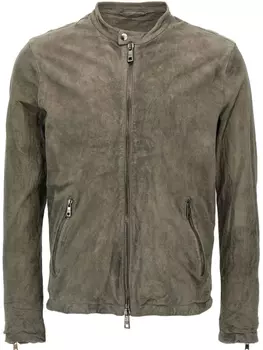 Замшевая байкерская куртка Giorgio Brato, серый