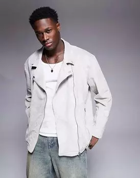 Замшевая байкерская куртка коричневого цвета Liquor N Poker