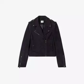 Замшевая байкерская куртка Regular-Fit на молнии Claudie Pierlot, синий