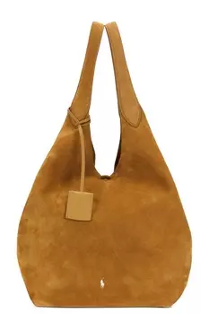 Замшевая большая сумка Polo Ralph Lauren, caramel