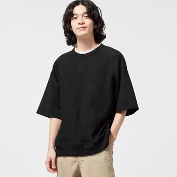 Замшевая футболка GU, черный