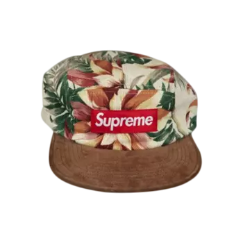 Замшевая кепка Supreme с цветочным принтом, Бежевый