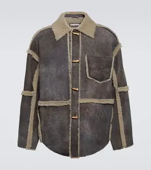 Замшевая куртка с отделкой из овчины Acne Studios, серый