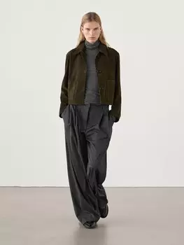 Замшевая куртка с пуговицами Massimo Dutti, зеленый