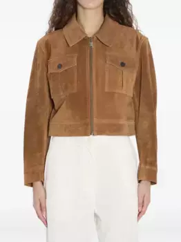 Замшевая куртка с заостренным воротником и карманами-клапанами Arma, коричневый