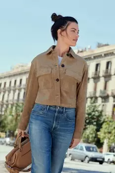 Замшевая куртка в стиле вестерн Next, бежевый