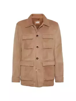 Замшевая полевая куртка из овчины Brunello Cucinelli, цвет camel
