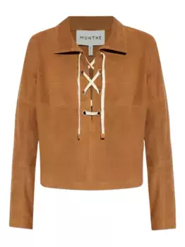 Замшевая рубашка на шнуровке MUNTHE, коричневый
