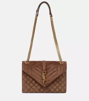 Замшевая сумка через плечо envelope среднего размера Saint Laurent, коричневый