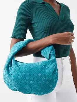 Замшевая сумка через плечо jodie teen intrecciato Bottega Veneta, синий