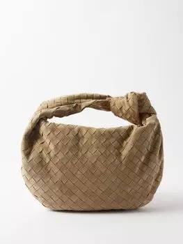 Замшевая сумка через плечо jodie teen из кожи intrecciato Bottega Veneta, бежевый