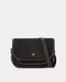 Замшевая сумка через плечо со змеиной отделкой Latouche, черный