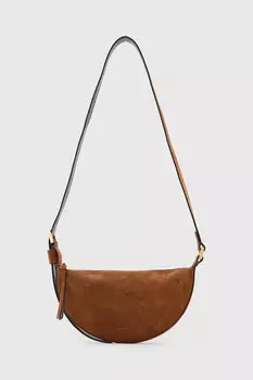 Замшевая сумка Halfmoon Allsaints, коричневый