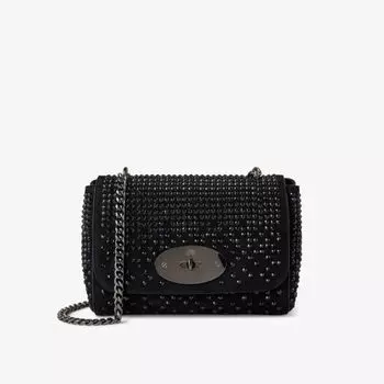 Замшевая сумка на плечо Lily, украшенная кристаллами Mulberry, черный