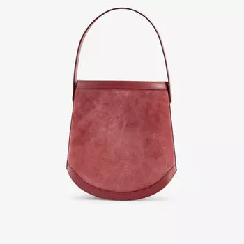 Замшевая сумка с кожаной отделкой и верхней ручкой Savette, цвет wine