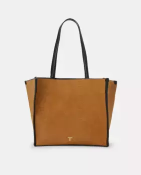 Замшевая сумка-шоппер среднего размера с логотипом Latouche, цвет 730 Camel