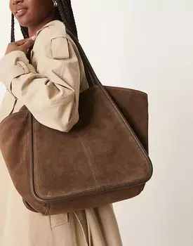 Замшевая сумка-тоут с крыльями коричневого цвета ASOS DESIGN
