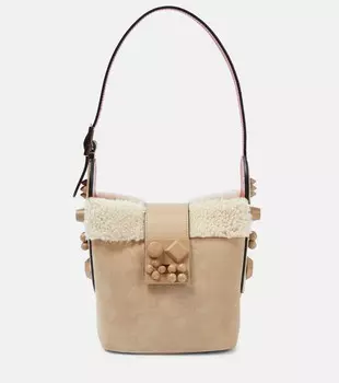 Замшевая сумка-ведро Carasky Mini Christian Louboutin, бежевый