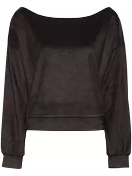 Замшевая толстовка с широким вырезом Cynthia Rowley, черный