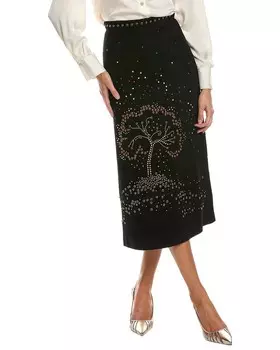 Замшевая юбка Valentino с заклепками, черный