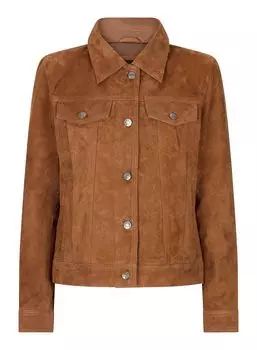 Замшевая винтажная джинсовая куртка кожаная байкерская TruClothing, цвет tan