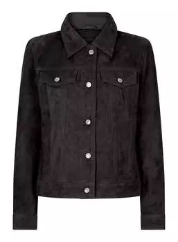 Замшевая винтажная джинсовая куртка кожаная байкерская TruClothing, черный