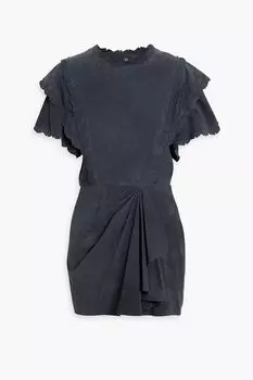 Замшевое платье мини Aleati с фестонами ISABEL MARANT, синий